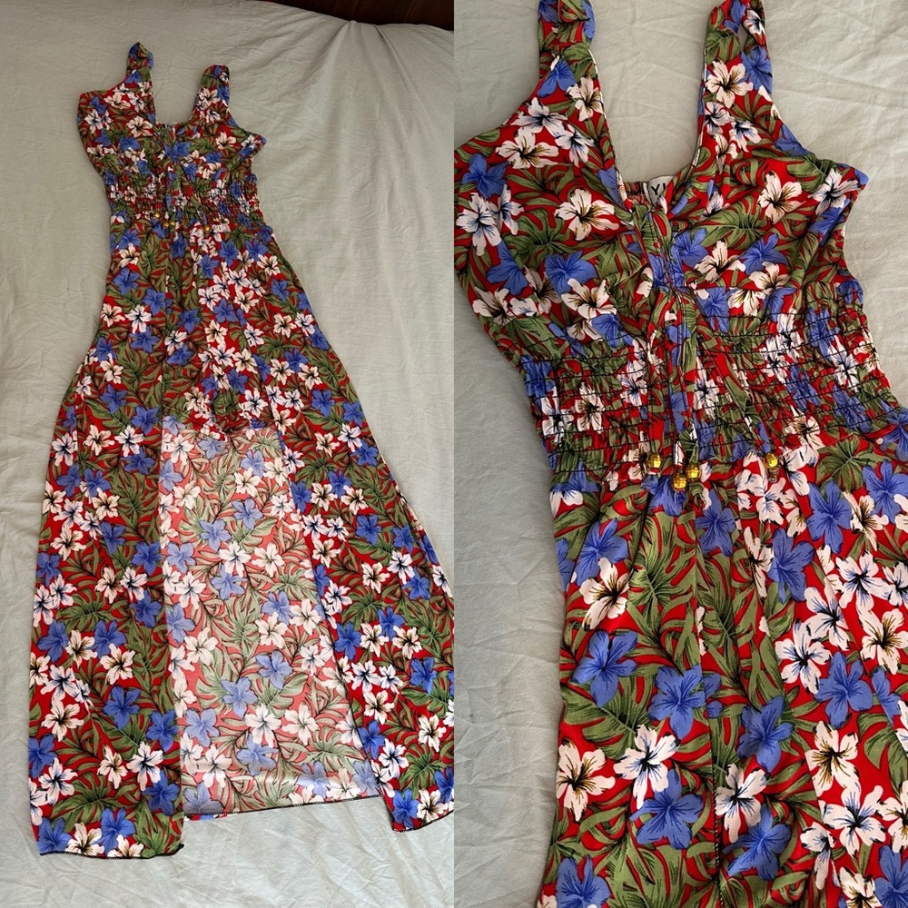 Tropical Playsuit Romper Dress Retro Floral S/M